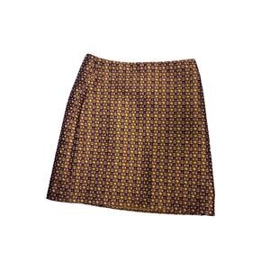 LOFT Purple Gold Shimmer Midi Skirt Womens 4 Boho Egyptian Metallic